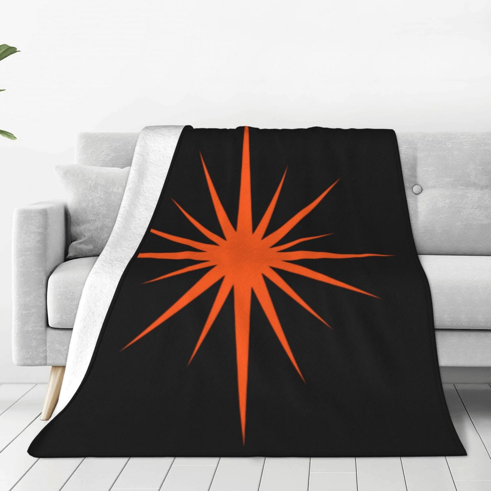 SMAZDFXX Orange Atomic Starburst Mid Century Modern Retro Silky and Non Pilling Touch, Modern Blanket 80"X60"