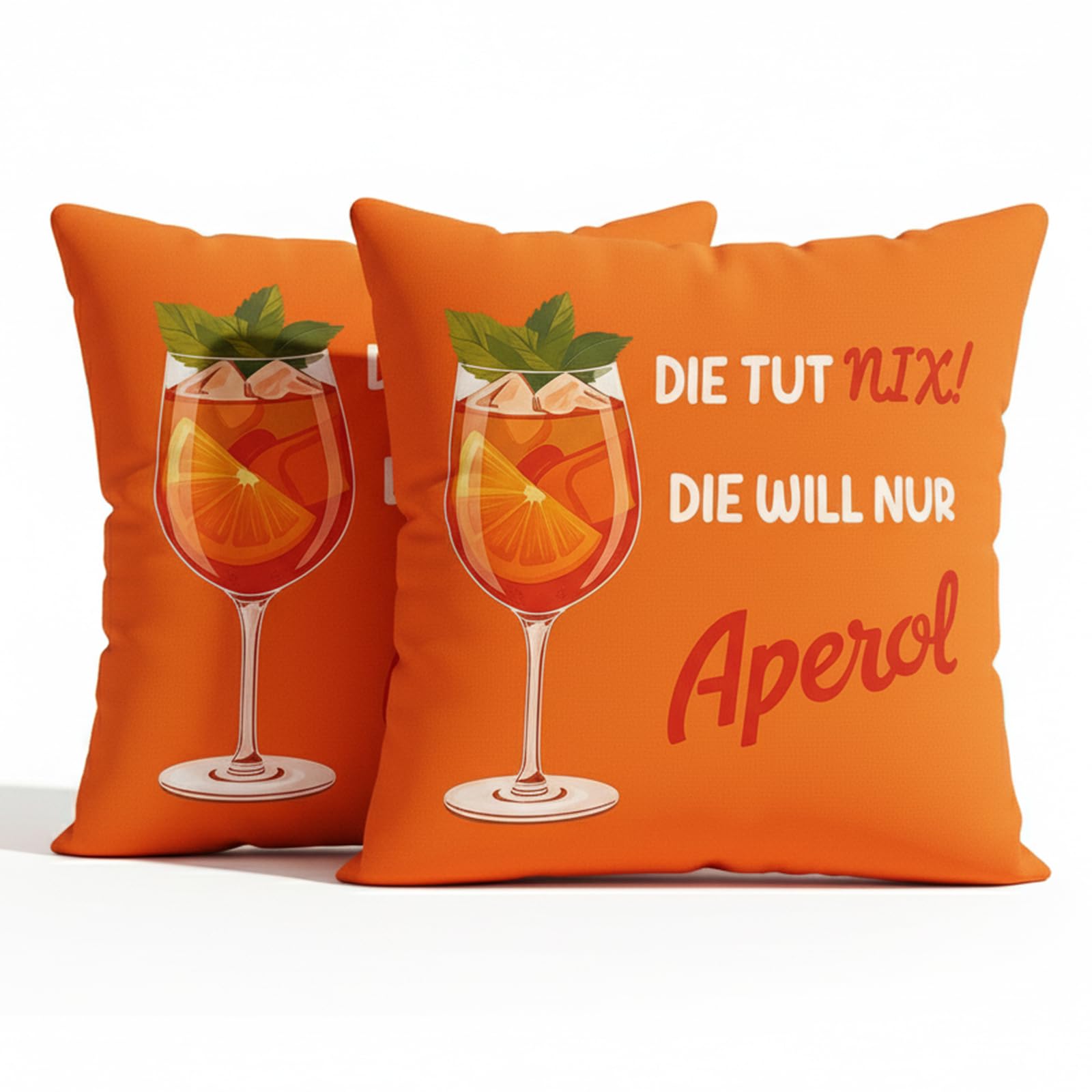 QMofeixiaodianQ 2er Set Aperol Geschenk Kissenbezug 45x45cm – Weicher Aperol Spritz Kissenbezug für Frauen Männer, Aperol Spritz Deko Accessoire, Aperol Geschenkidee für Freunde & Kollegen