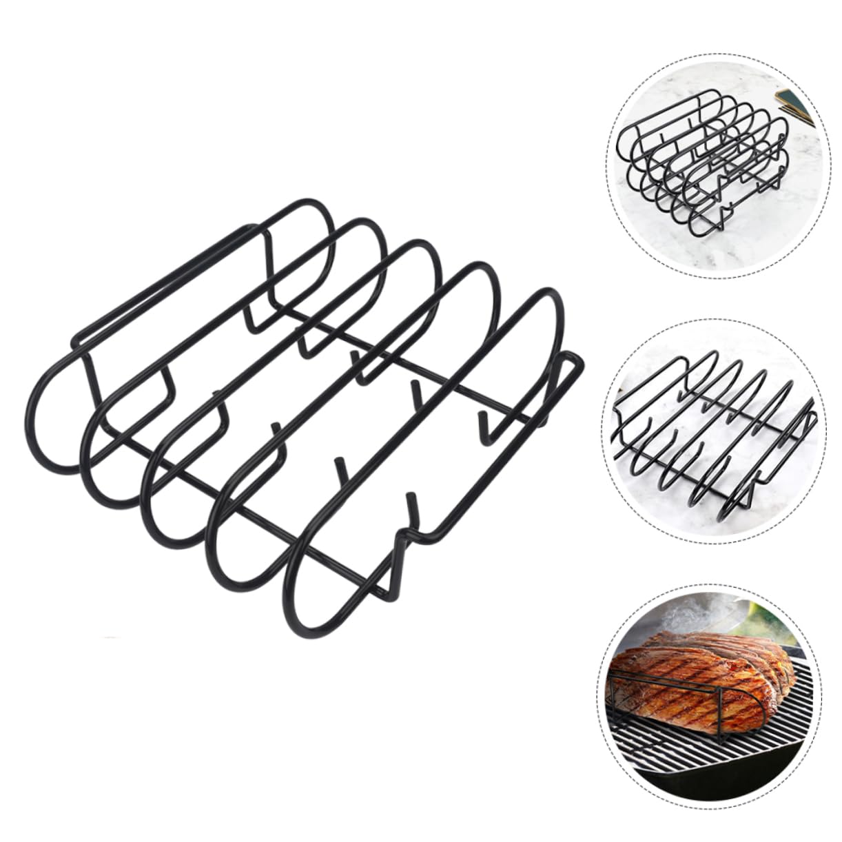 IMIKEYA Per Barbecue Supporto per Costine e Pollo Resistente per Carne e Verdure Accessorio da Portatile