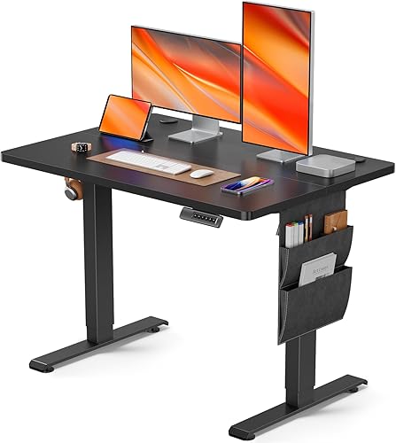 AMADA HOMEFURNISHING Escritorio de pie, escritorio de pie de 40 x 24 pulgadas, altura ajustable, escritorio eléctrico de pie, escritorio de pie para