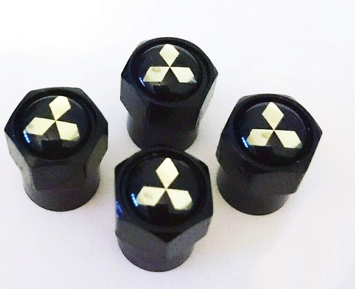 Black Wheel Valve Dust Caps. Lancer Evo Galant G-Wagon Fto Gto Vr-4 Pajero Outlander Phev Pinin 3000GT Carisma Colt Shogun Starion