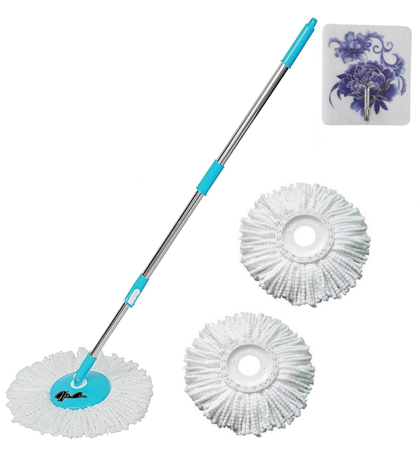Hill Clean Floor Cleaner Mop Stick Rod Only - Full Stainless Steel Mop Handle with 2 Microfiber Mop Head/Refill and 1 Free Sticky Mop Wall Hook (B0BG825HFZ) Amazon Price History, Amazon Price Tracker