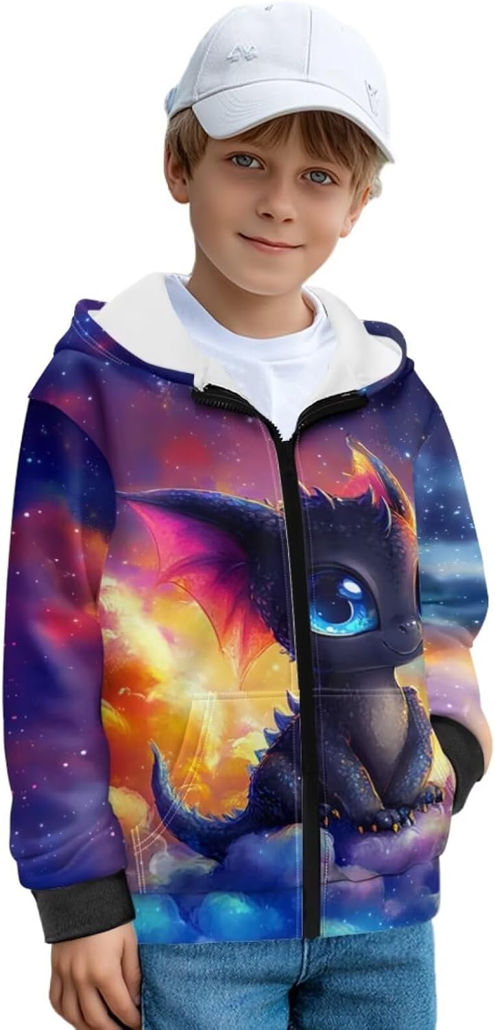Boys Zip Up Hoodie Hooded Warm Jacket Hoodies for Boys 6-16 Years Oversized Sweatshirts for Winter Outings