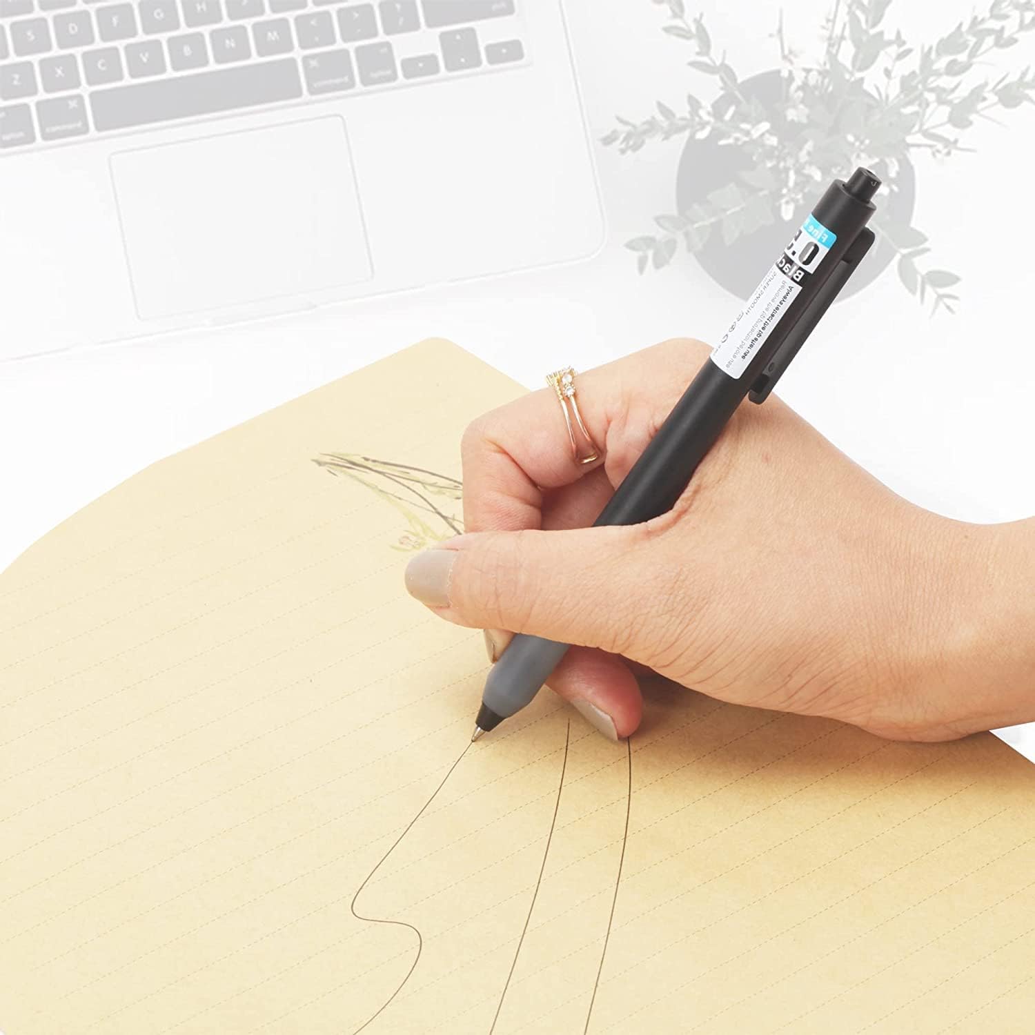 SMOOTHERPRO Premium Retractable Rolling Ball Gel Pens 12 Pack 0.5mm Fine Black Refillable