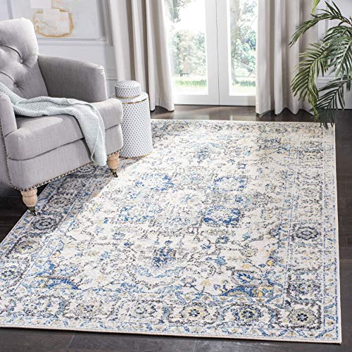 Safavieh Madison Collection MAD603F Vintage Medallion Distressed Area Rug, 5' 1" x 7' 6", Grey/Ivory