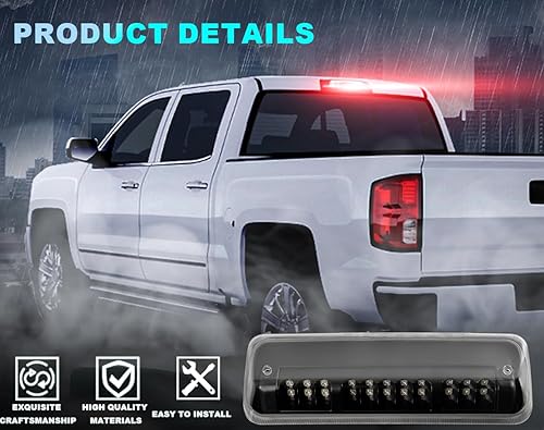 Miniatura 3 de PIT66 3ª luz de freno LED, compatible con Ford F150 Lobo 04-08/Fit 07-10 Ford Explorer trasera tercera alta montaje luces traseras lente