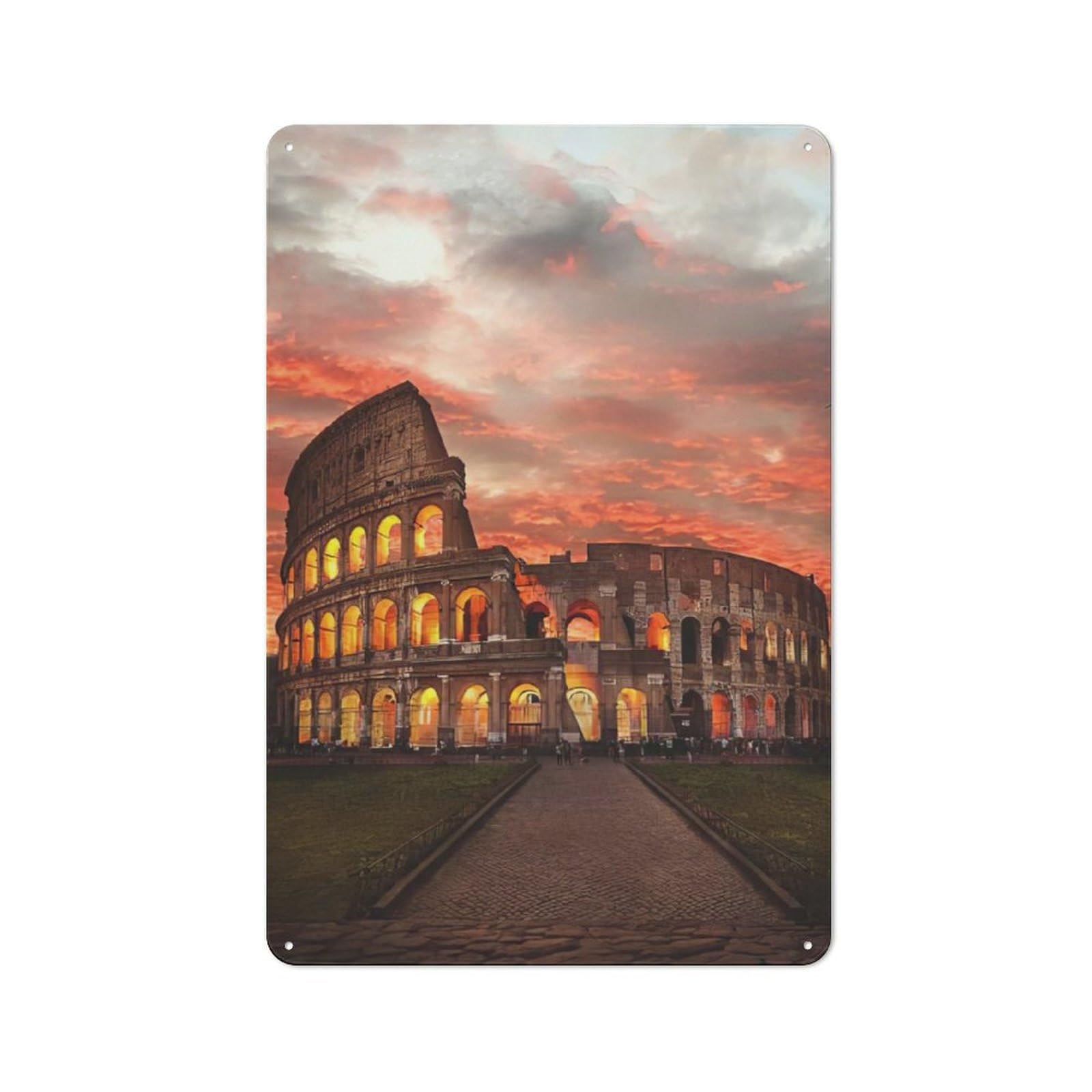 Junmoney Colosseum Vintage Tin Sign 30X20cm, Old Fashioned Retro Room Decor For Bedroom, Office, Home Bar Or Dining Room