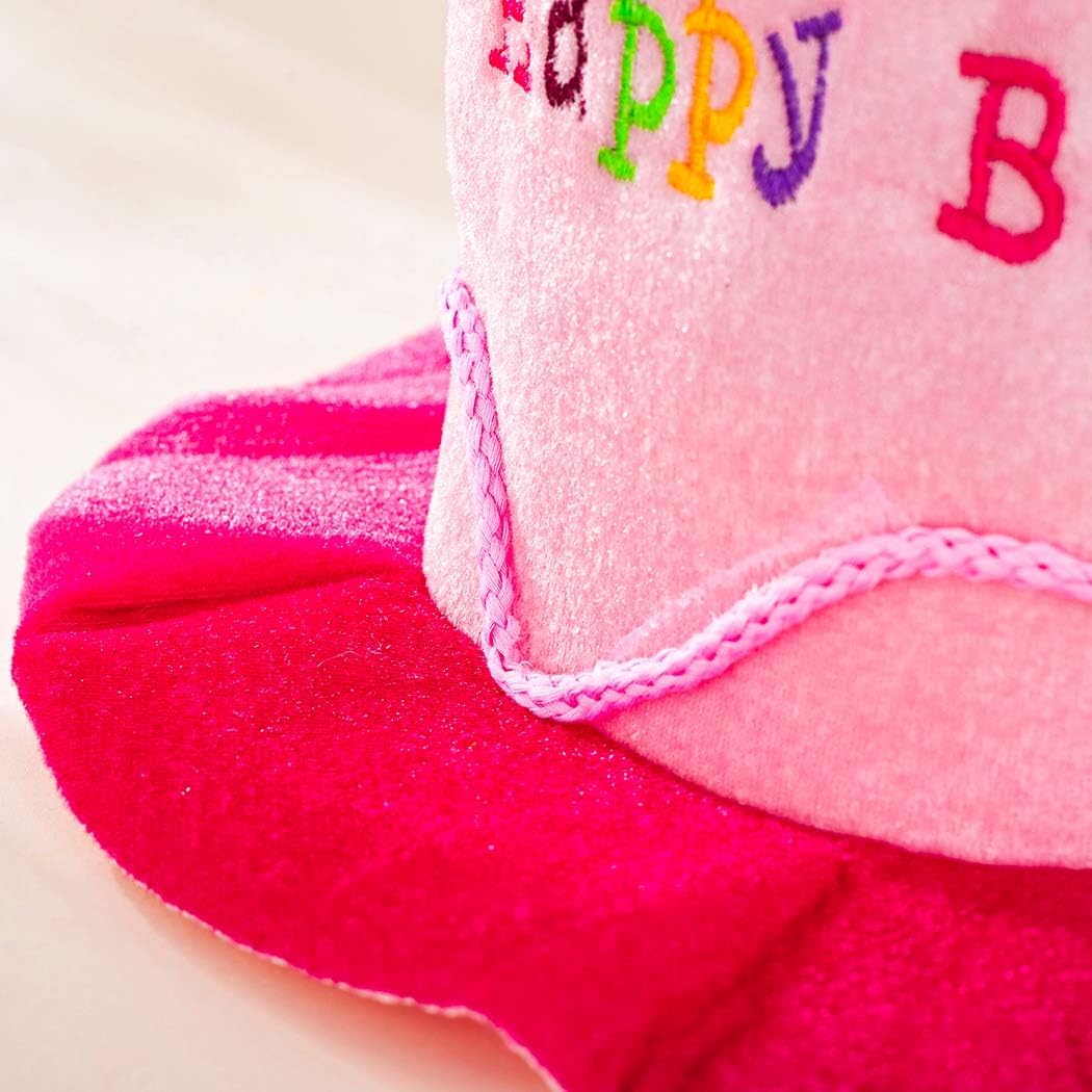 Birthday Hat Plush Happy Birthday Hats Pink Cake Caps Fancy Dress Party Hats with Sunglasses for Women and Girls