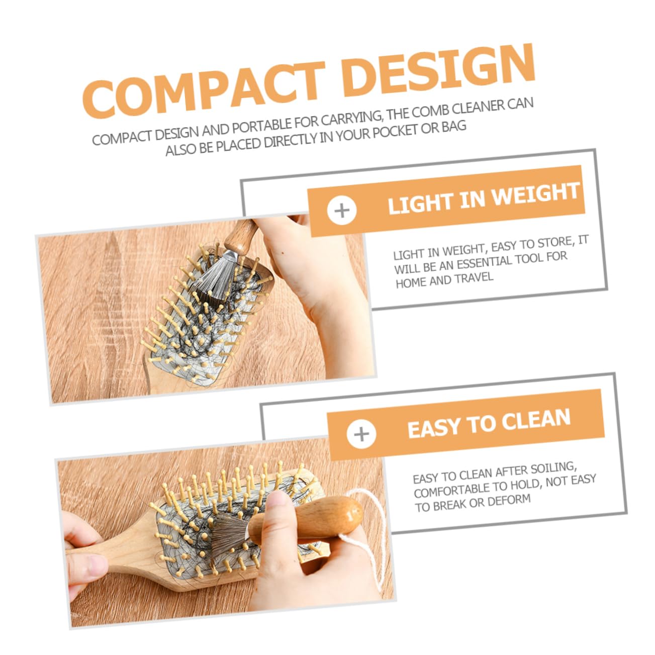 Comb Rake Cleaner for Hair 2-in-1 Brush and Comb Cleaning Tool Detangling Features Suitable for Hair Types and Cleaning