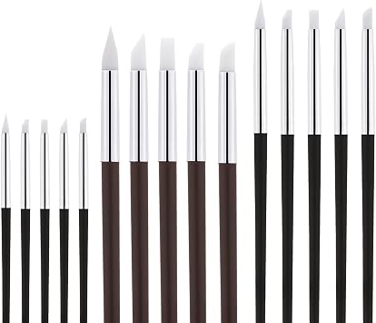 EORTA 15 Pack Silicone Paint Brushes for Crafts, 5 Shapes Head, Rubber Paint Pens for Sculpting Pottery Handicraft Nail Art Artwork Gouache Acrylic Paints, 0.11inch, 0.20inch, 0.31inch