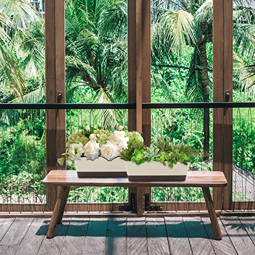 Lainrrew 3 Pack Window Box Planters, 12 Inches Rectangular Planter Plastic Flower Box Plant Pots Plant Containers With Tray For Balcony, Windowsill, Garden, Home Office Outdoor Decoration (Coffee) #TOP3