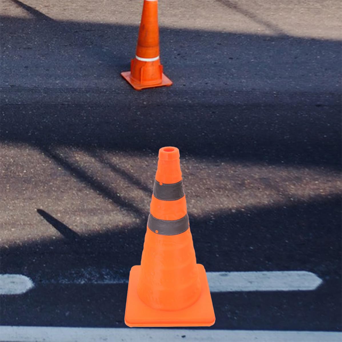 Cône de Sécurité Pliable Orange en Plastique pour Signalisation Routière