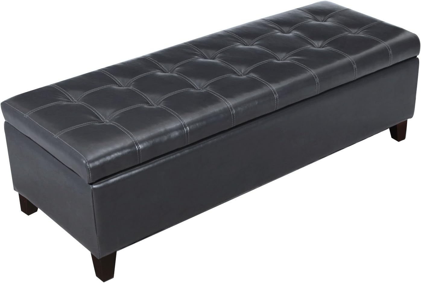 Adeco Faux Leather Flip TopRectangular Storage Ottoman
