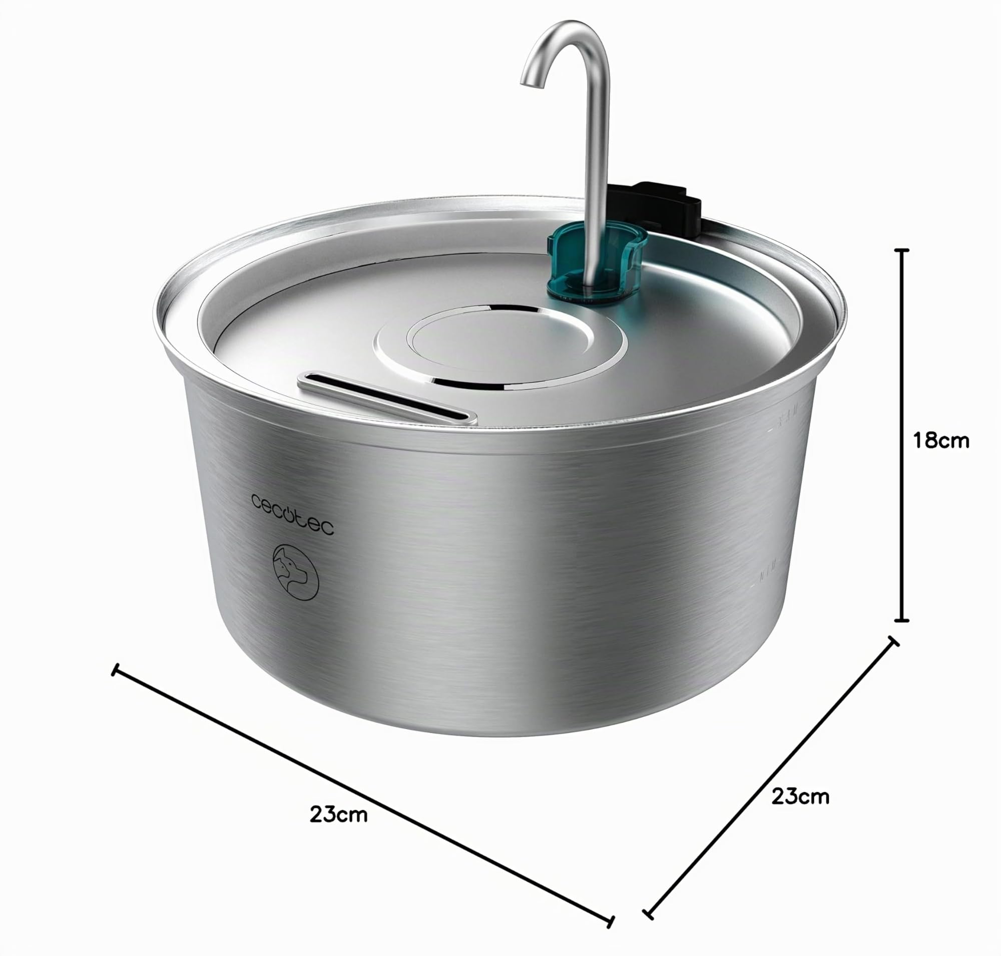 Cecotec Fontana Automatica per Gatti Cani Animali Pumba 3200 Refresh INOX. Capacità 3,2L, Acciaio Inossidabile, Filtro Alto Rendimento, Silenziosa, Design Cascata, IPX4, Facile Pulizia