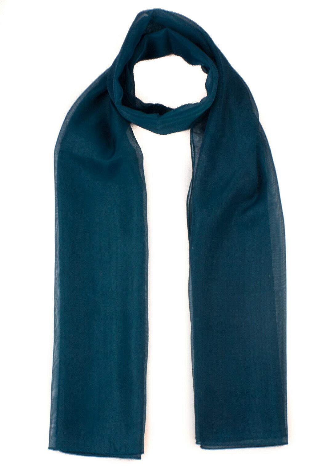 Mytoptrendz Women's Teal Mytoptrendz® Plain Chiffon Scarf Lightweight Sheer Wrap For Classic Style (Teal)