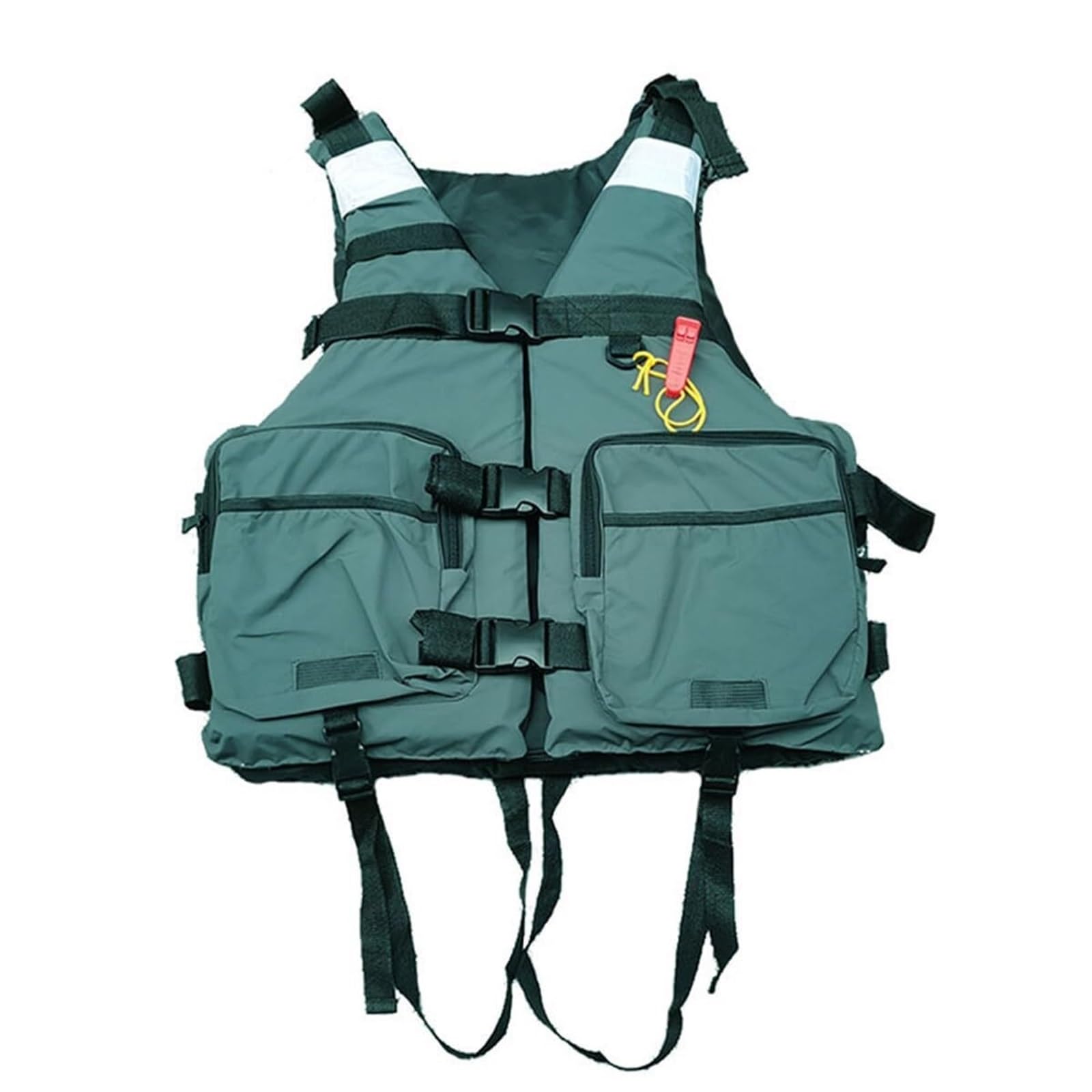 Schwimmweste for Angeln mit Verstellbarem Gürtel und Pfeife, Tragbare Schnorcheljacke for Damen/Herren(Green,S)