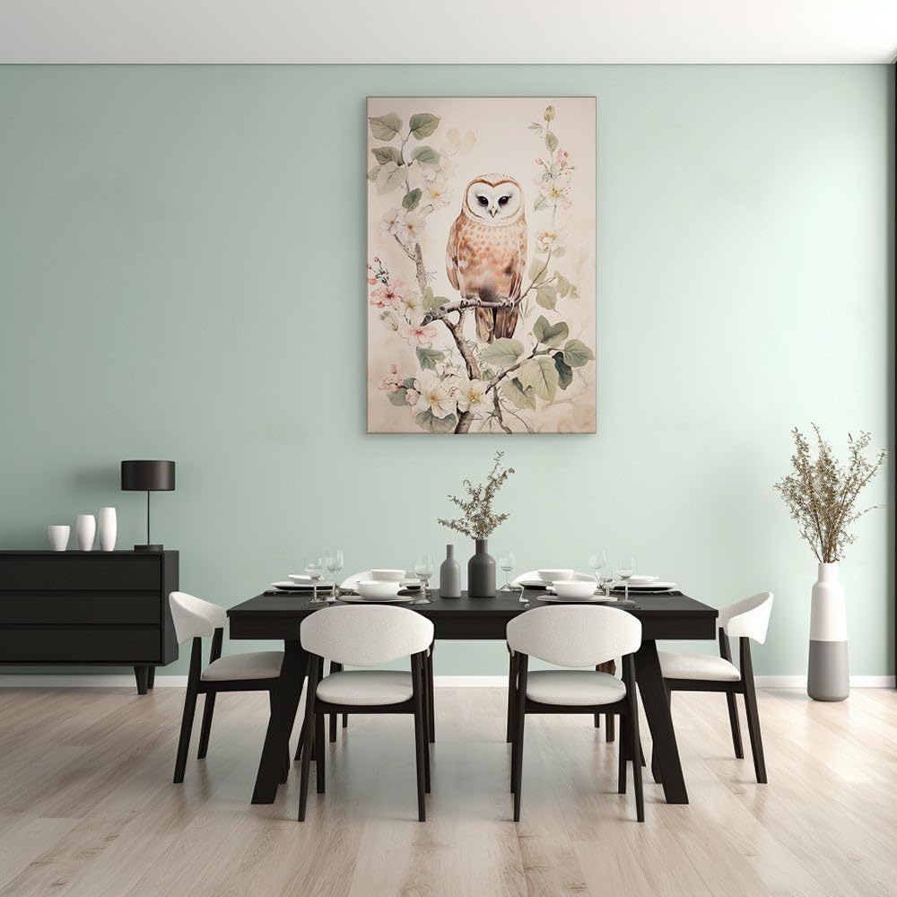 Canvas for Living room. Whimsical Perch in Bloom - A Portrait of Nature's Watchful Guardian, 27 x 18 inch Canvas Wall Art - Contemporary Masterpieces - Modern Home Decor - 69x46 cm (27x18 inch)