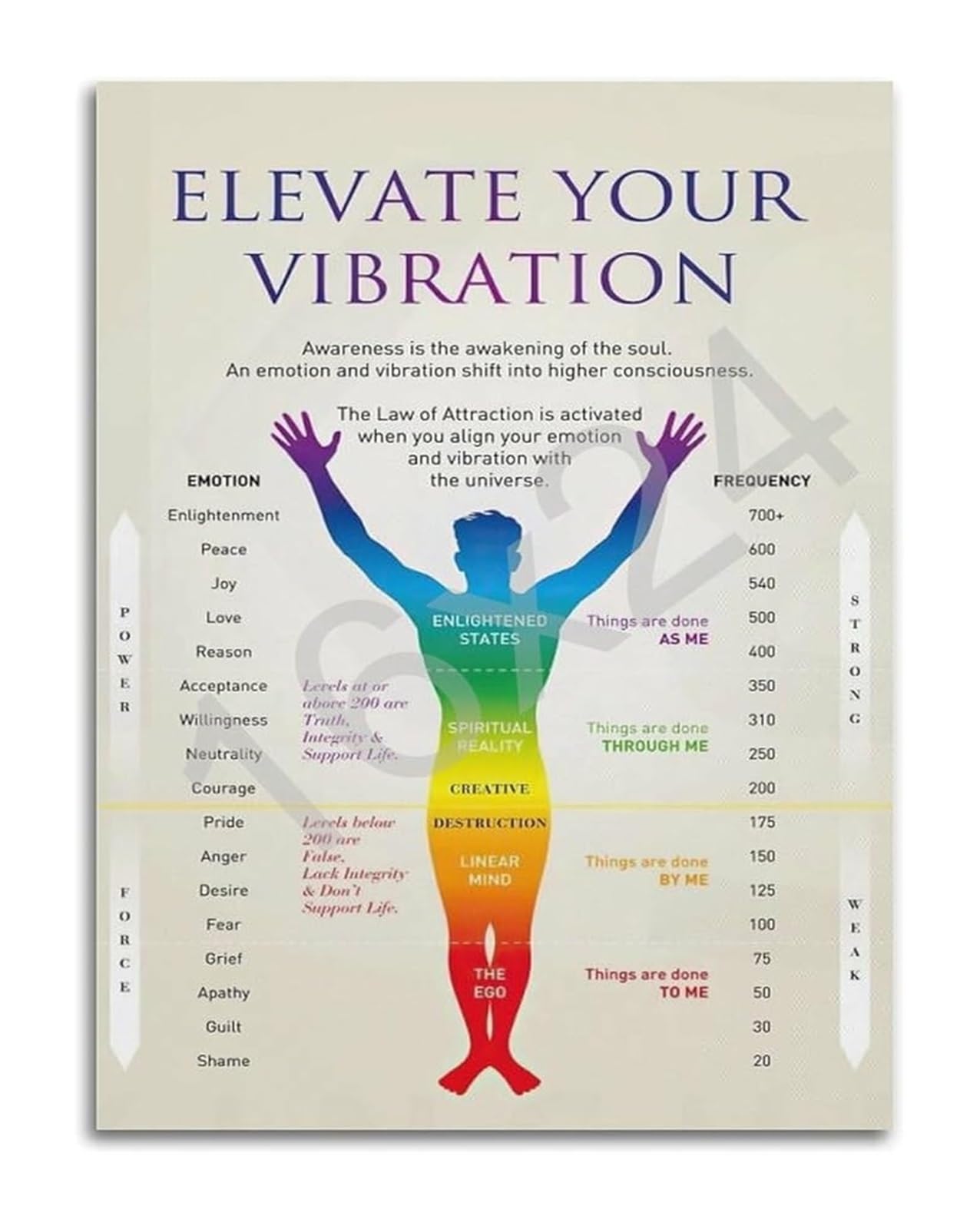 ZDVHOMCB Vibes Only Poster Law of Attraction Wall-Art Elevate Vibration Affirmation Canvas Print for Room Aesthetic Spiritual Decor Framed,08x12inch(20x30cm)