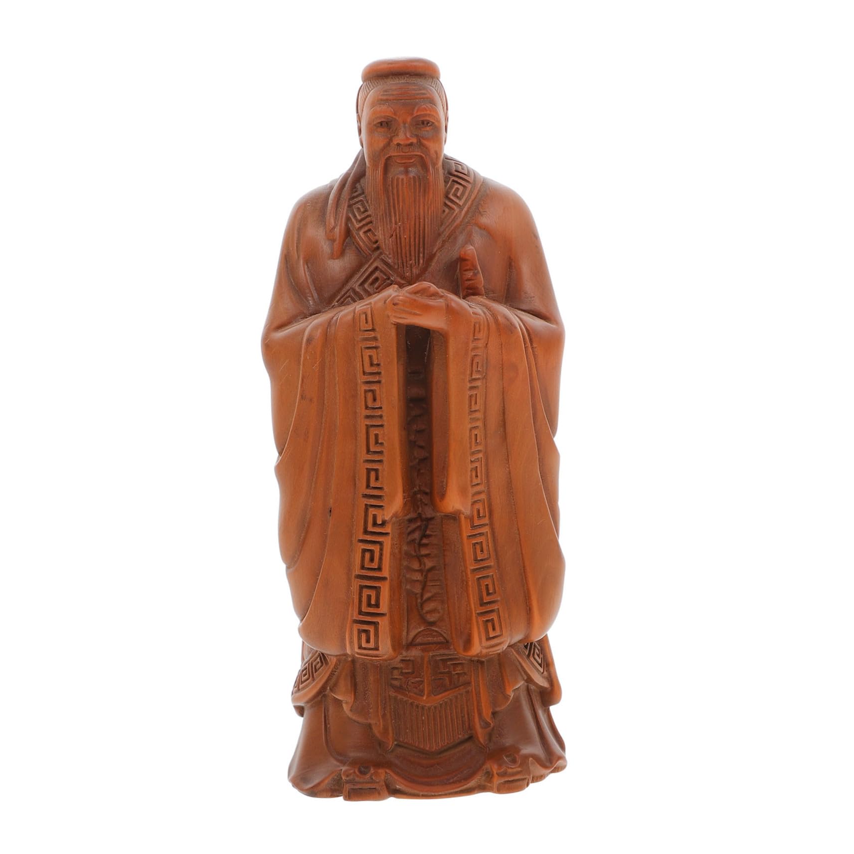 Statue de Confucius en bois d'if sculpté main déco bureau