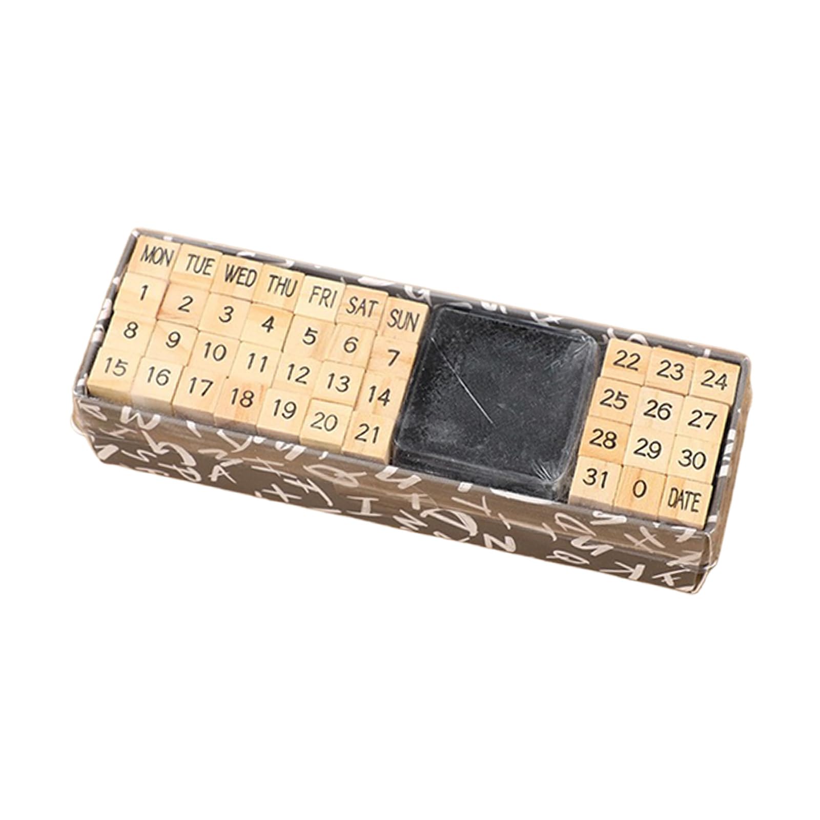 Kahdgss Week Number Wooden Letter Number Stamp Multipurpose Crafting Labeling Stamp Set Includes 40 Stamps And Inks Pad For Document Marking Letter Number Wood Set