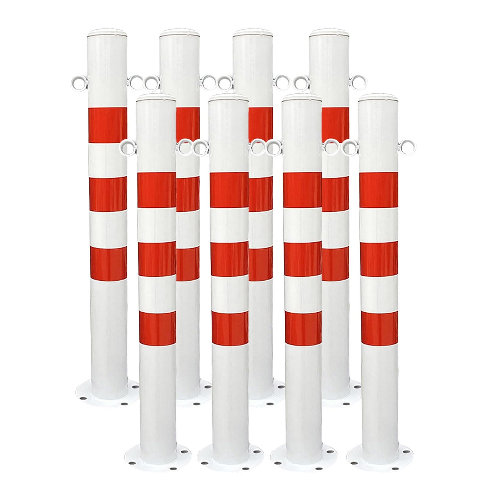 AYCDL Safety Bollard Steel Security Post Barrier Traffic Pole, Rustproof Waterproof Driveway Bollard Post, for Traffic Control/Driveway Barrier/Parking Pole,8pcs, Whi,8pcs