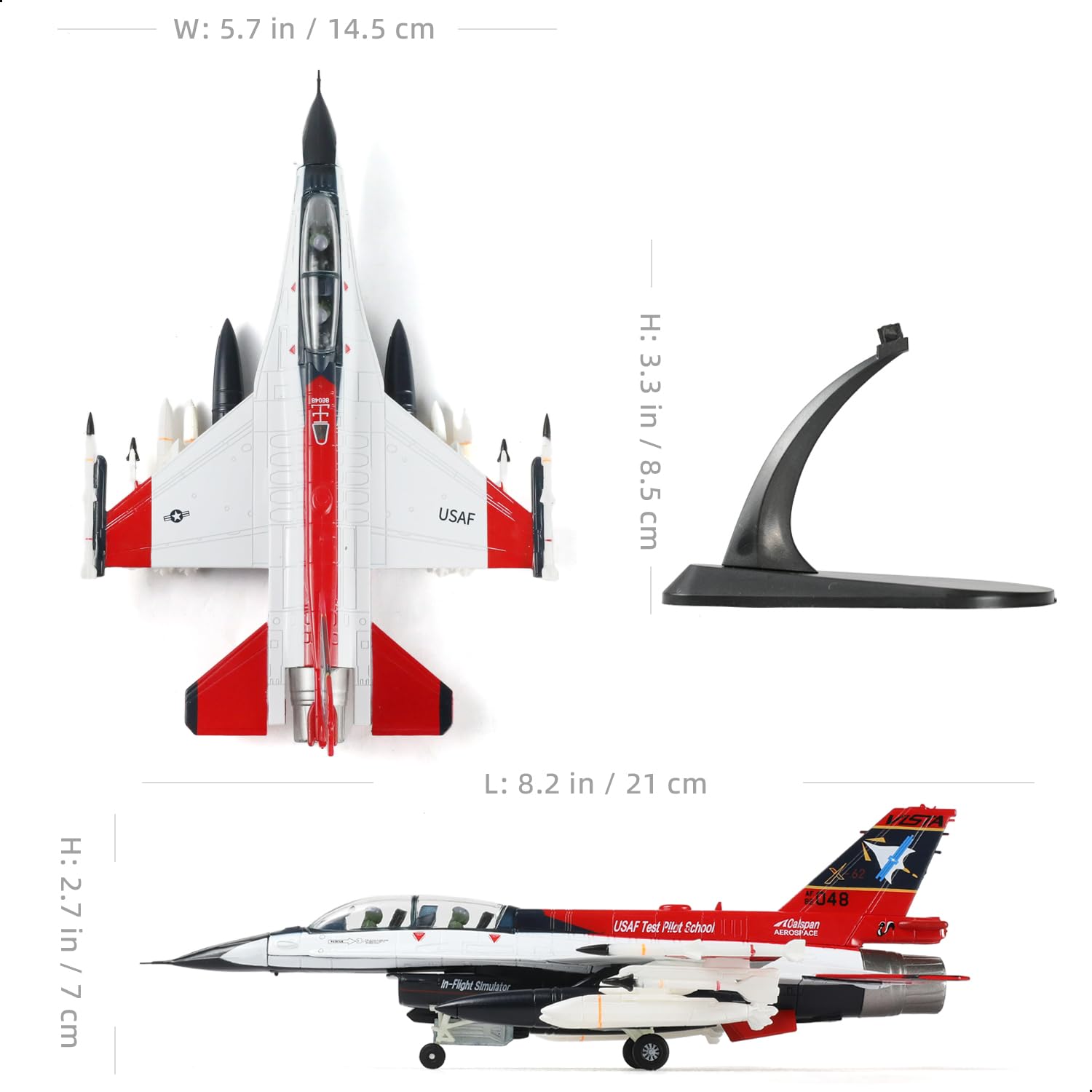 NUOTIE 1/72 F-16D X-62 Vista Fighter Model Pre-Built USAF Test Pilot School Fighter Aircraft Model Alloy Metal Diecast Plane Model with Display Stand Collection Gift for Adult