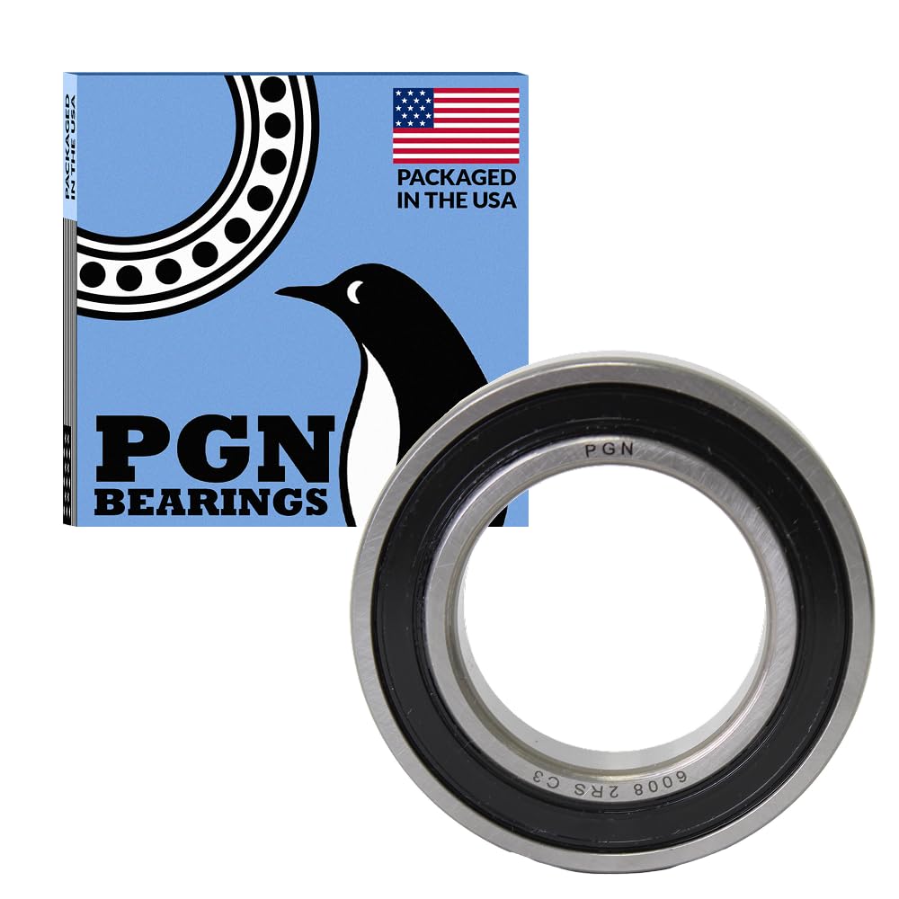 PGN (50 Pack) 6008-2RS Bearing - Lubricated Chrome Steel Sealed Ball Bearing - 40x68x15mm Bearings with Rubber Seal & High RPM Support