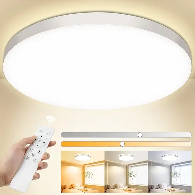 Plafón LED Techo Regulable 24W 3000K-6500K con Mando, Ø28cm IP44