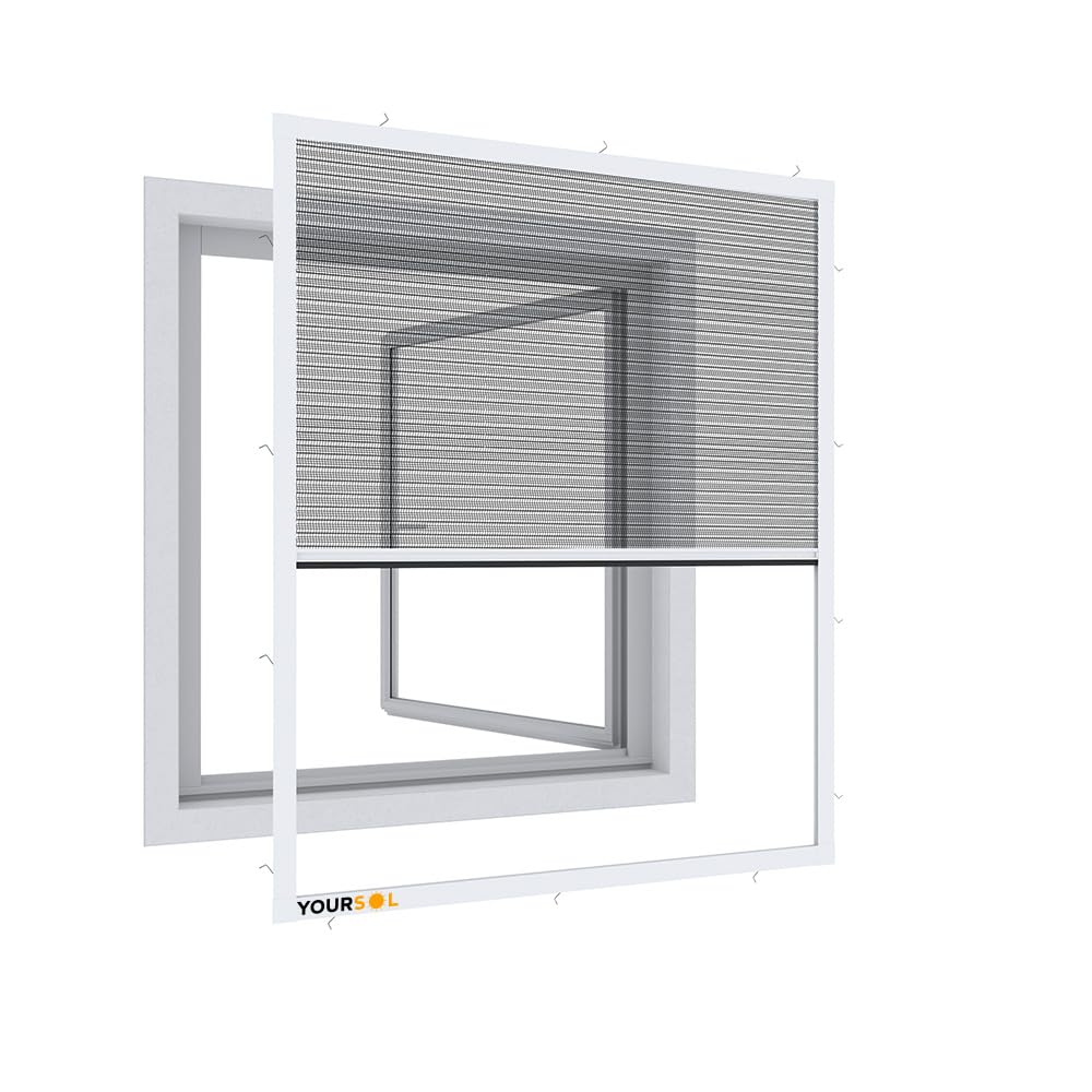 Plisseefenster 100 x 120 cm weiß, Fliegengitter Fenster Plissee ohne Bohren, Insektenschutz Fensterrahmen, Mückenschutz, Alurahmen, UV-beständig