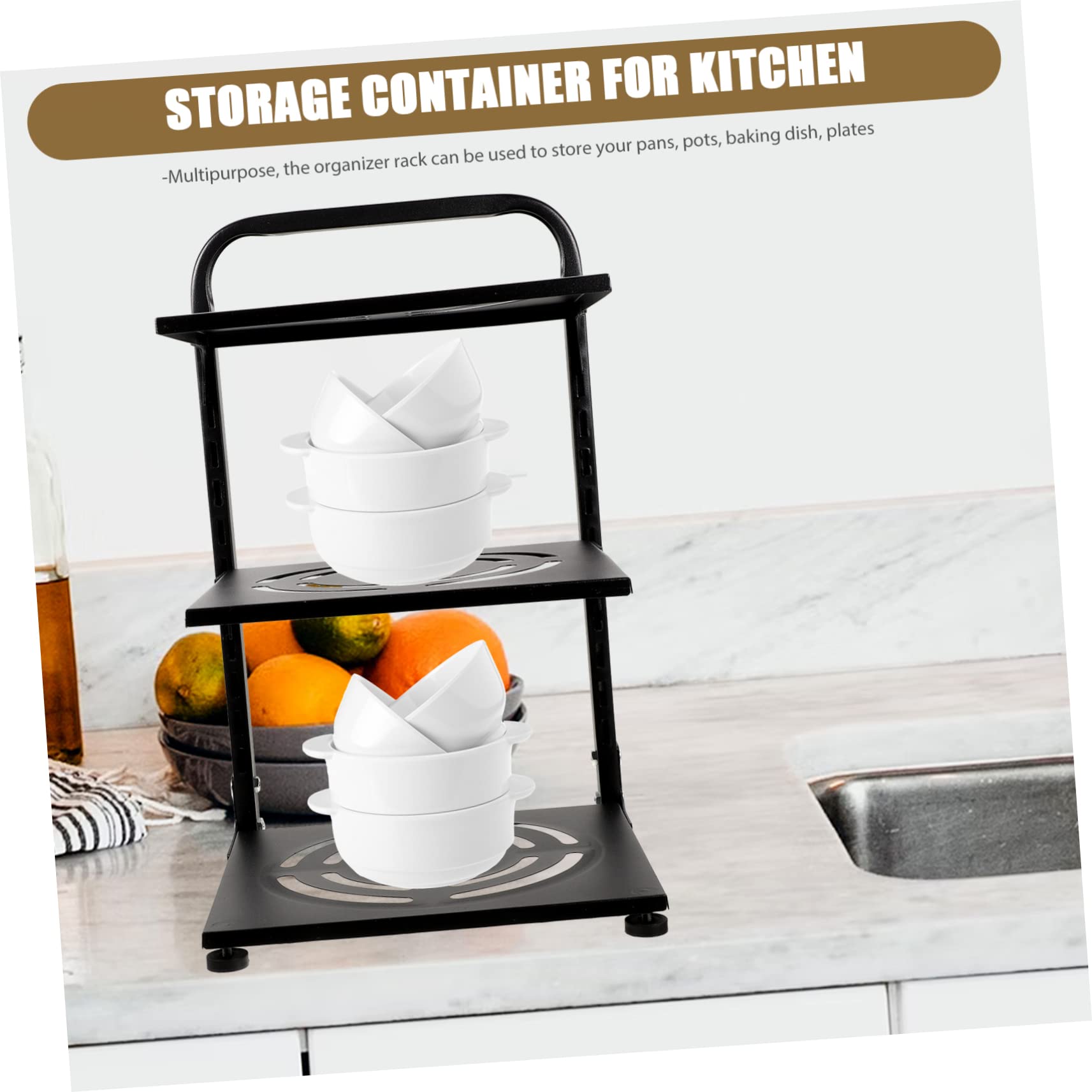 iplusmile Organizzatore per Pentole Multilivello Piani Regolabile in Acciaio al Carbonio per Uso Domestico per Contenere Pentole Padelle e Altri Utensili da Cucina di Drenaggio Acque