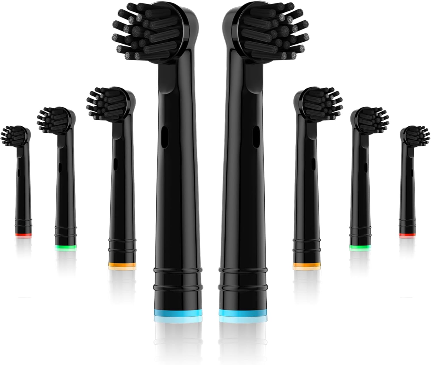 Bamboo Charcoal Replacement Toothbrush Heads Compatible with Oral-B Braun Electric Toothbrushes, 8PCS, Black,Cross Bristles, Round Head Refills for Pro Series,for Vitality,for Triumph Series