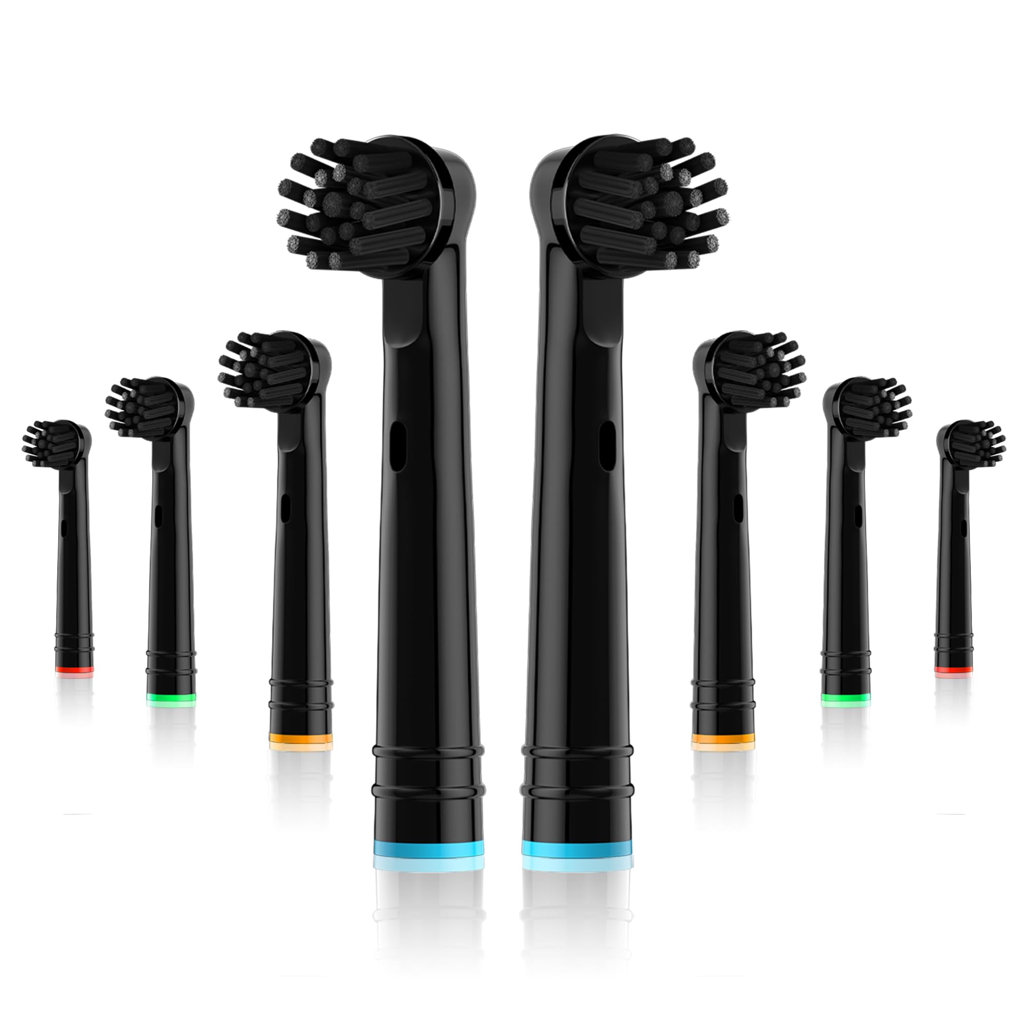 Bamboo Charcoal Replacement Toothbrush Heads Compatible with Oral-B Braun Electric Toothbrushes 8PCS Black Cross Bristles Round Head Refills