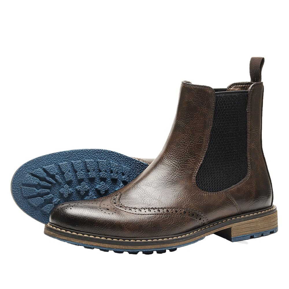 Harssidanzar Uomini Chelsea Boots,elegante e confortevole pelle Slip On Casual Dress Boots Slip-On Boots Scarpe per gli uomini KM304EU