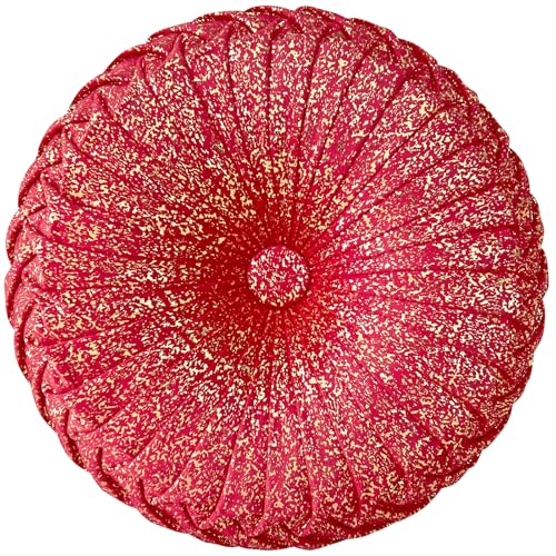 Image of EUCIOR Round Throw Pillows,Pumpkin Pleated Handmade Throw Pillows,Red Throw Pillow Decorative Pillows for Home Decor Bedroom Living Room Couch Bed Sofa (Red)