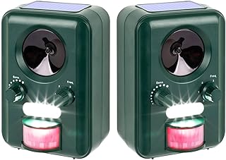 VOSS.sonic 2000 Ultraschallabwehr Katzenschreck Tierabwehr im Doppelpack Ultraschall Abwehr mit Solar + Blitzlicht, für Hu...