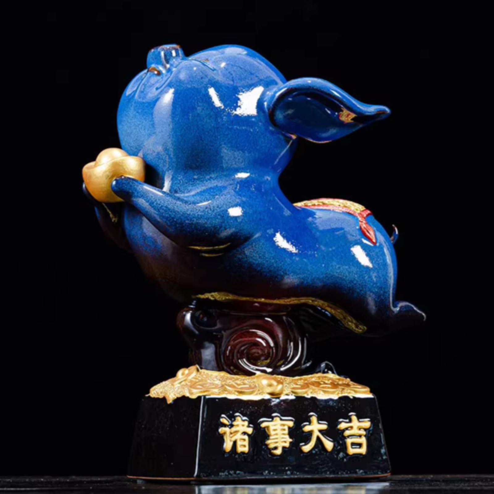 Aottsd Pink Fortune Cat Statue Resin Ingot Desktop Home Table Decor 28Cm