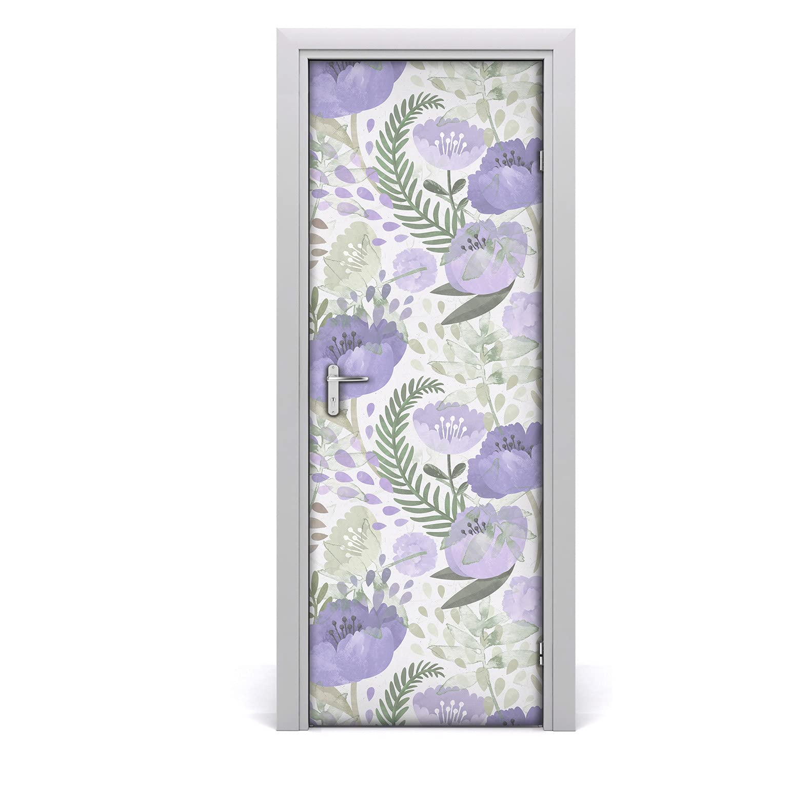 Mural Magic-Stick auto-adhésive déco porte 77x200cm motif fleurs pavot