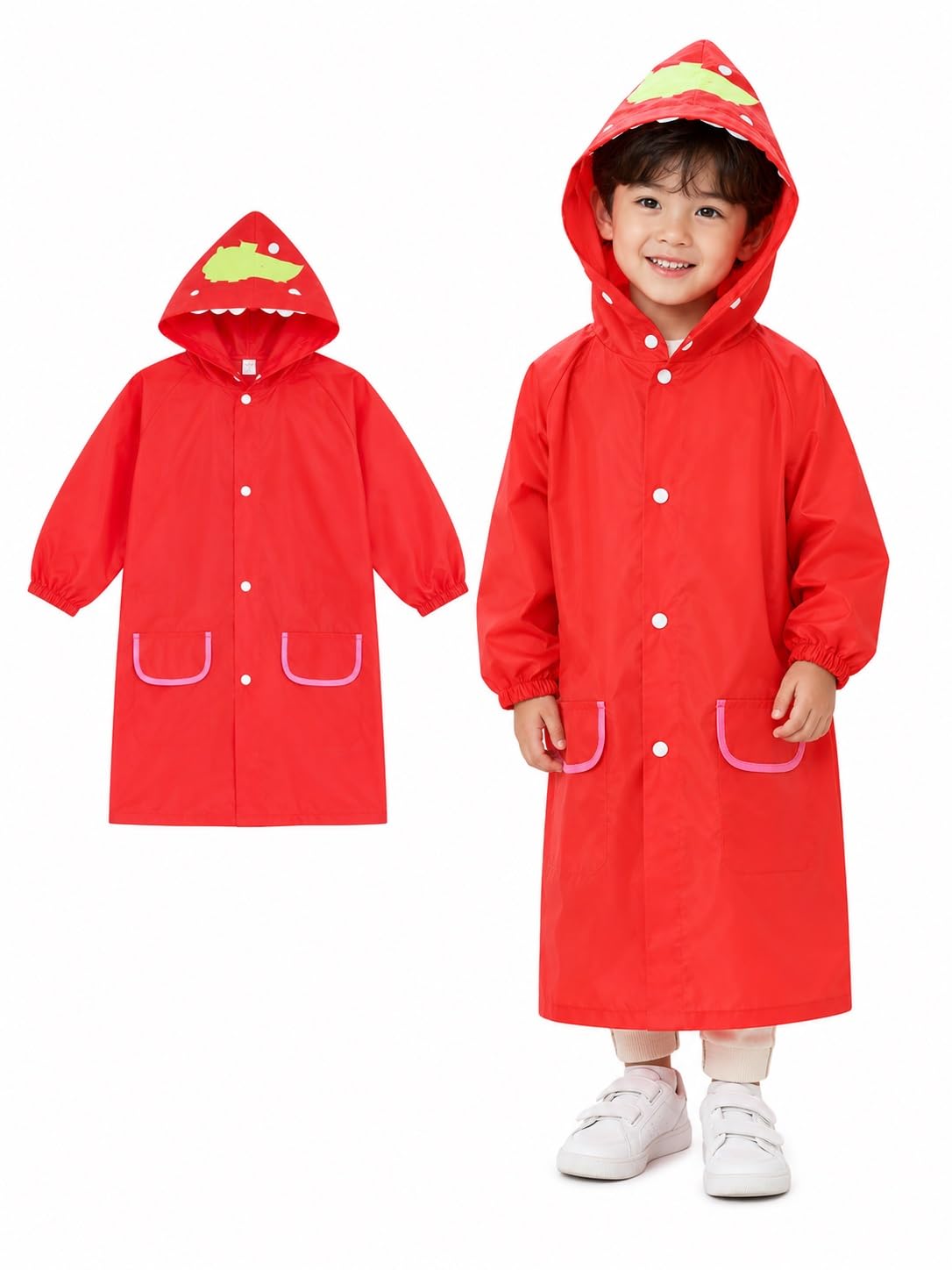 Zacharias Unisex Kids PVC Waterproof Long Raincoat fr-04 (3-7 Years_Pack of 1)-picture-12