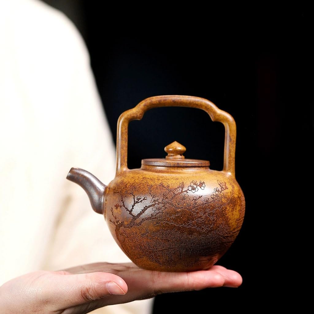 ENGENDER Tetera Hierro Fundido Olla De Arcilla Púrpura Estilo Chino Retro For Hostelería En El Hogar Y Juego Preparación Té Portátil Especial Juego de Te