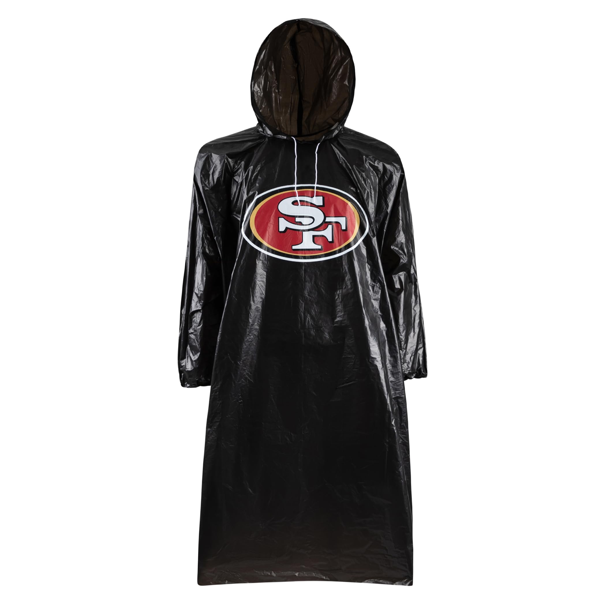 NFL Waterproof Rain Poncho for Adults, Sporty, Elastic Sleeves and Drawstring Hood, Unisex Rain Coat
