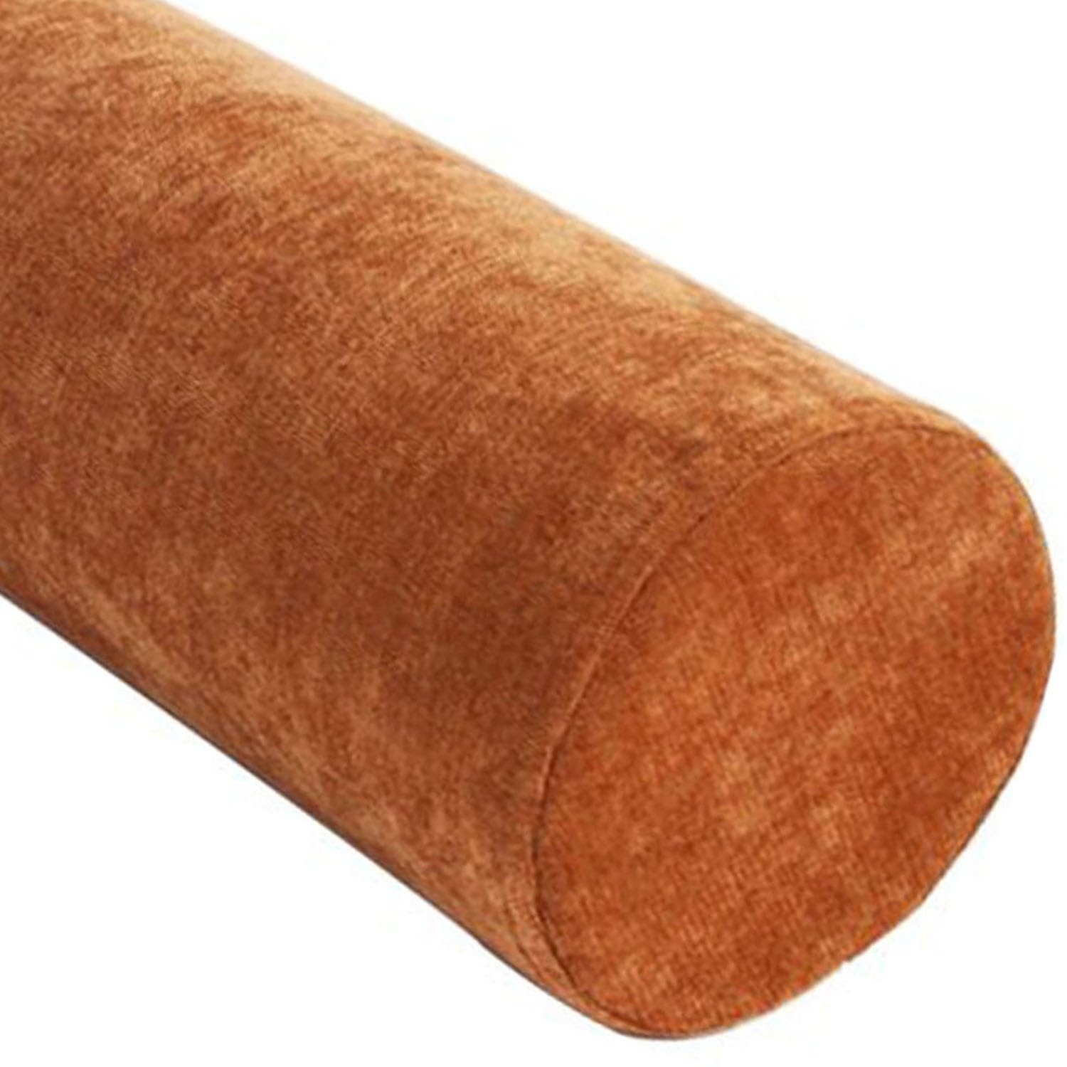 Odaima Round Cervical Roll Cylinder Bolster Pillow,Tube Roll Cervical Pillow Memory Foam Bolster Body Pillow with Removable Chenille Cover,for Head, Neck, Back and Legs Support(Brown,12cmx60cm)