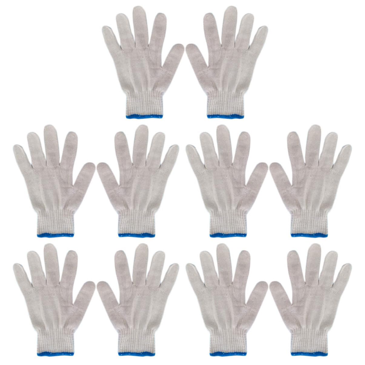 TEHAUX 10pcs Breathable Cotton Yarn Gloves Skid Resistance Protective Gloves for Construction Site Machinery Maintenance