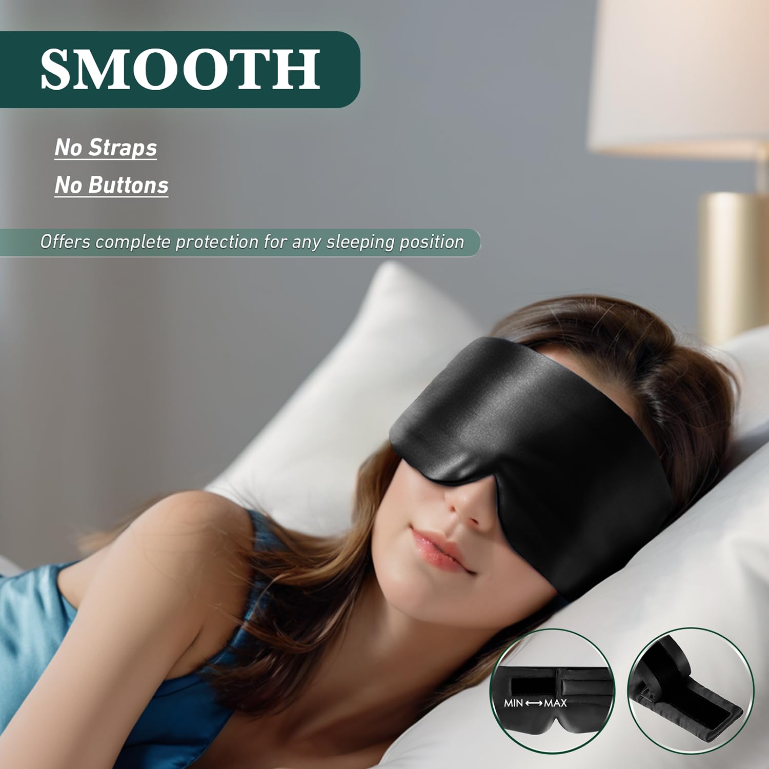 Joyhabit Antifaz para dormir de seda para mujeres y hombres, color negro clásico, comodidad de lujo para relajación y sueño de belleza, ultrasuave y transpirable, protege el cabello y la piel