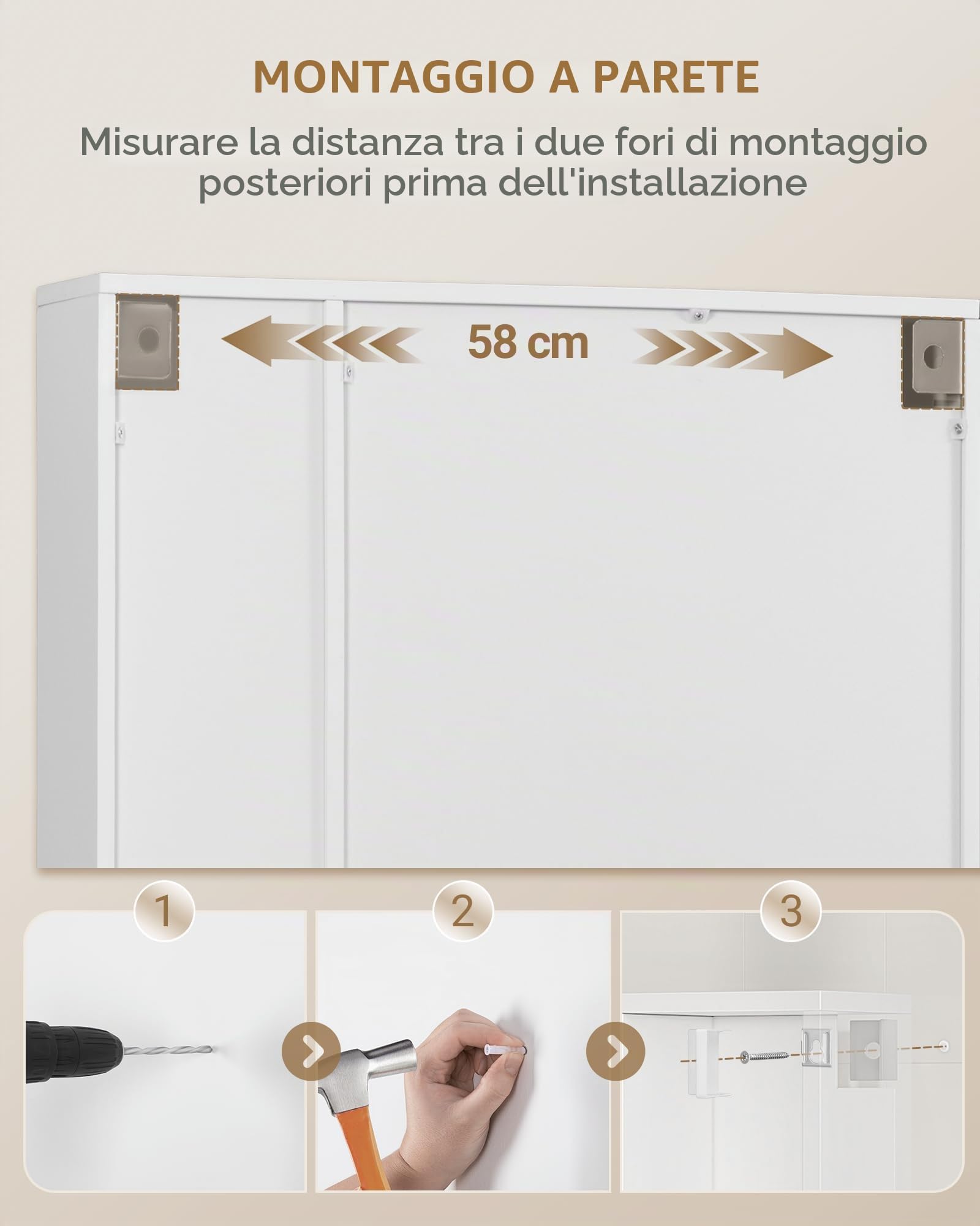 Hzuaneri Specchio Bagno Contenitore, Ripiani Aperti, 16,5 x 80 x 65 cm | Mobile da Bagno a Specchio, Regolabili, Bianco, a Parete, Montaggio Flessibile, MC23303X