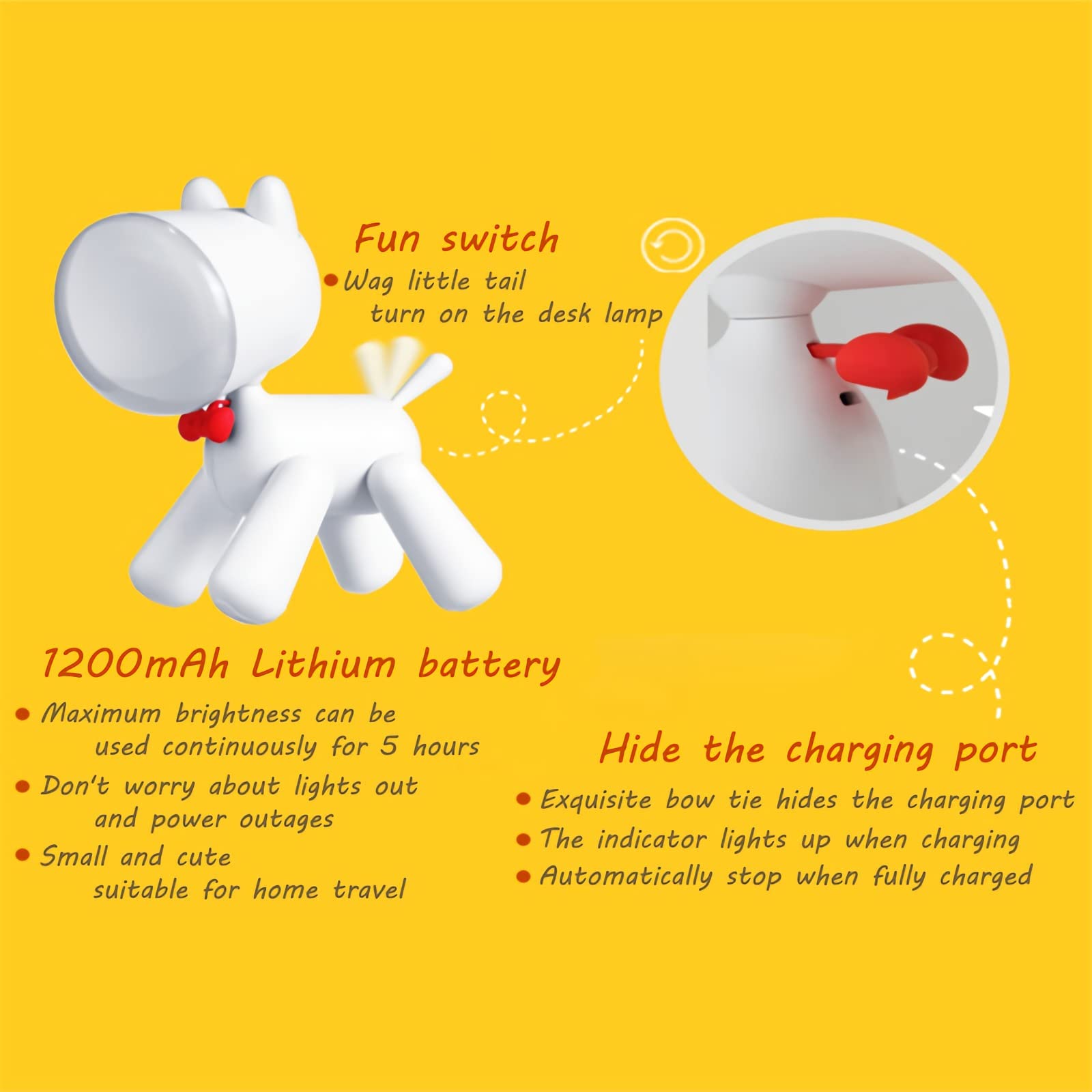 Veilleuse LED pour enfants avec interrupteur Dimmable Bébé Allaitement Lumière Portable USB Charge Veilleuse Réglable Dessin Animé Chien Lampe Chambre d'enfant Décoration Jouets Cadeaux Festival