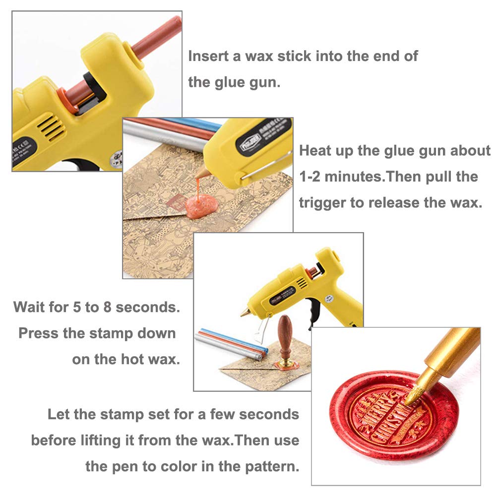 Bastoncini Ceralacca Vintage VARACL - Confezione Da 10, Con Penna Metallica Oro, Per Sigilli Lettere E Inviti - Foto 2