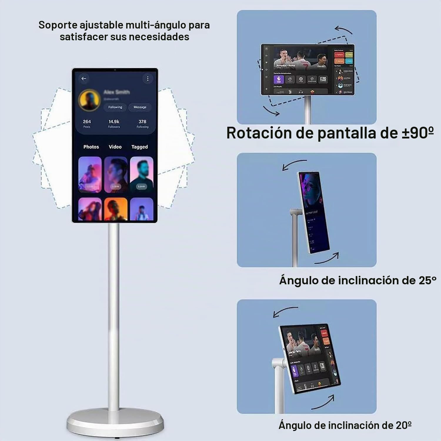 Smart Tv Portátil Pantalla Táctil, Tv Inteligente Portátil E Inalámbrica 1080p, S istema Operativo Android, 8Gb Ram + 128Gb Almacenamiento Y Soporte Suelo Ajustable Pantalla Grande 32inches