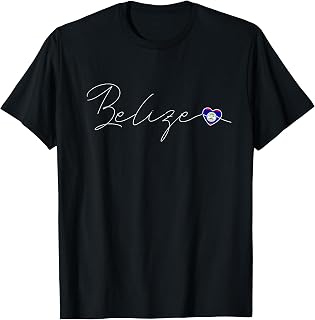 Belize Simple Love Belizean Flag Heart on Belize T-Shirt