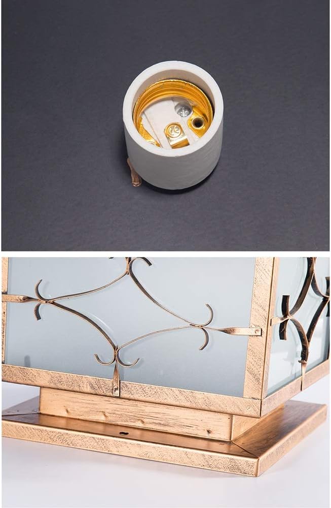 GRAWIT LED Wall Pillar Lamp Outdoor Binnenplaats Landscape Light Square Wall Head Lamp Oriental Loft Shape Brons Landscape Light Iron Craft Lamp Garden/Yard/Gras Decor Lights E27 (Size : 25cm) beautiful photo 3