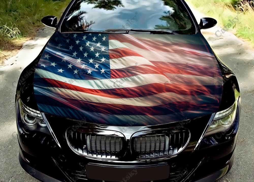 SQHNGOM American Flag Hood Vinyl Wrap Sticker